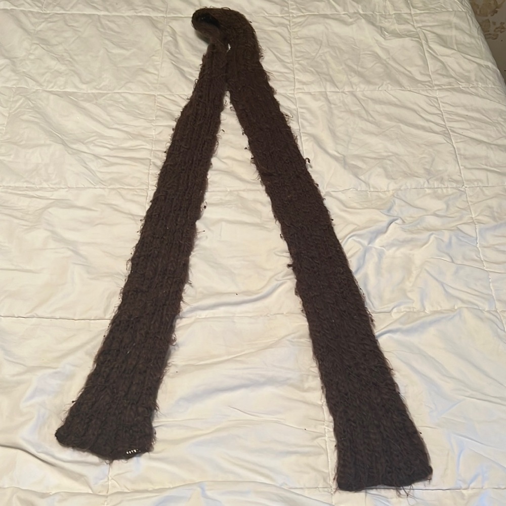 Hand crocheted, brown scarf
